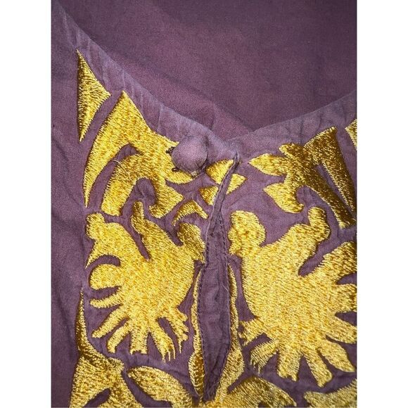 Roberta freymann  New York size xs brown Vneck Short Sleeves Boho Cottagecore - Picture 3 of 6